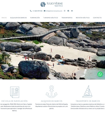 Página principal de web empresa turismo náutico