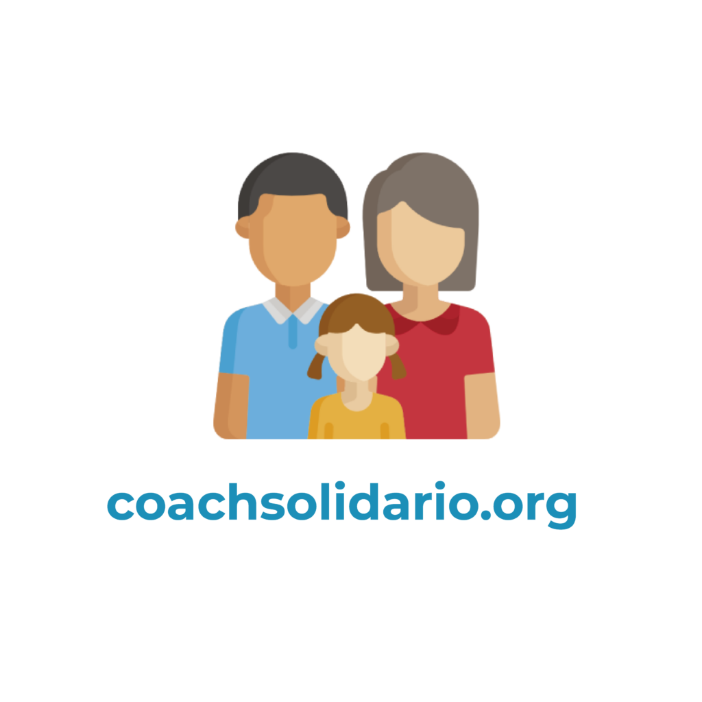 logo coach solidario aparece un dibujo de una familia